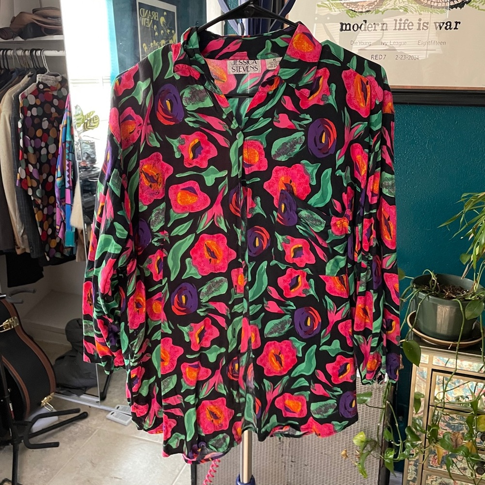 Vintage Rayon Jessica Stevens Floral Print